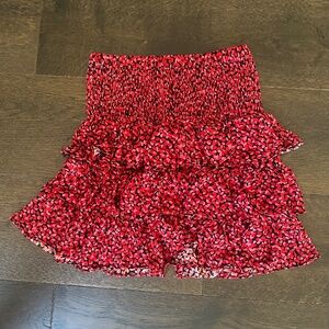 Black and Red Heart Michael Kors Ruffle Mini Skirt